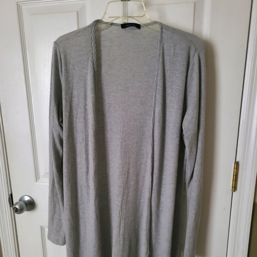 Fashion Nova Nita long ribbed cardigan sz L Gray duster